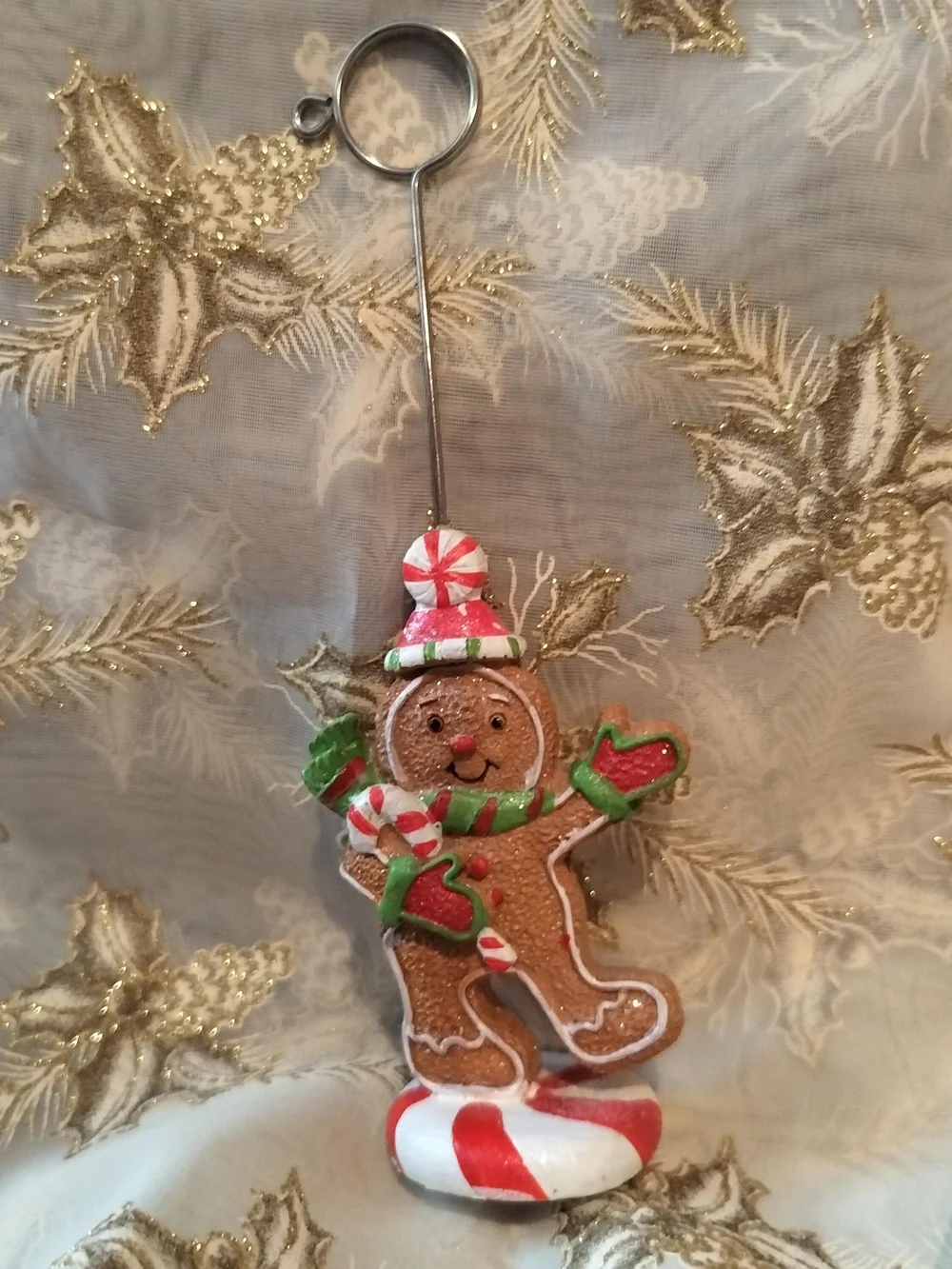 Festive Gingerbread Man Holiday Photo/Note/Place Card Holder - Red, Green, White